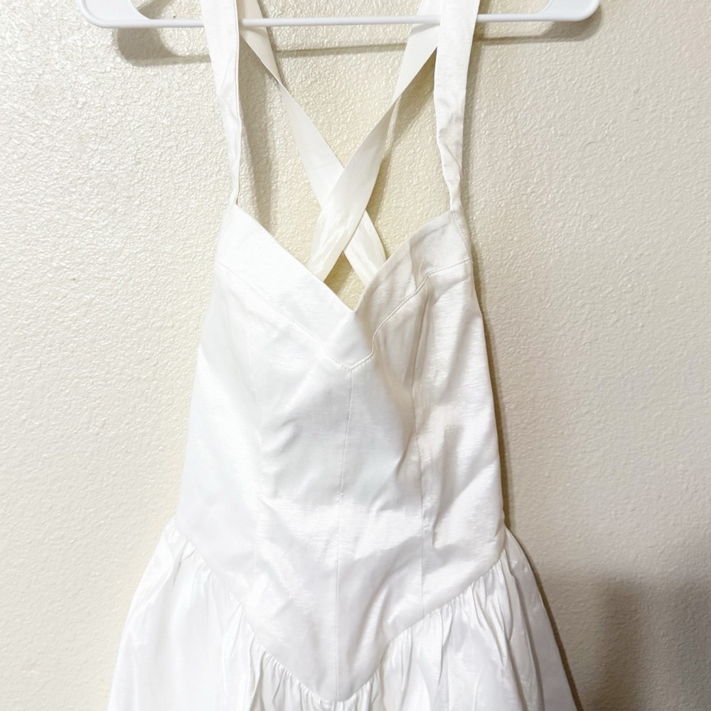 NEW Show Me Your Mumu Abigail Mini Dress in White Taffeta Drop Waist size XS - Picture 7 of 10